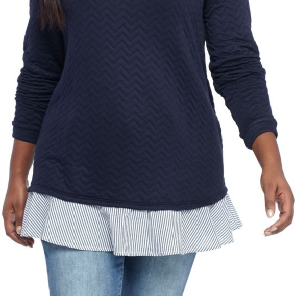 NWT Crown & Ivy Chevron 2fer Shirt Tail Sweatshirt - Picture 5 of 5